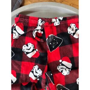 Star Wars Fleece Lounge Pants Small Red Black Plaid Stormtrooper Darth Vader